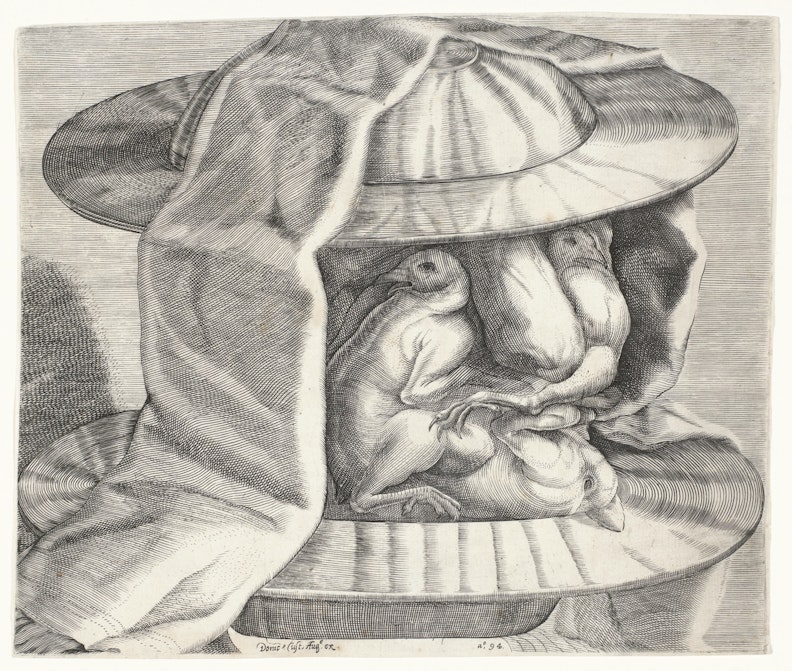Grotesque Head with Helmet in the Style of Arcimboldo