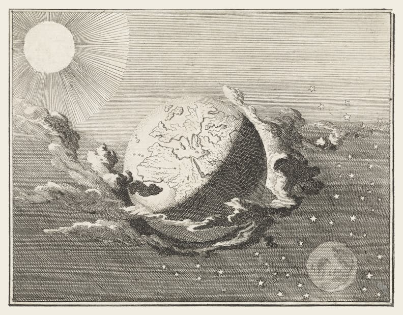 Universe with Earth, Sun, Moon, and Stars