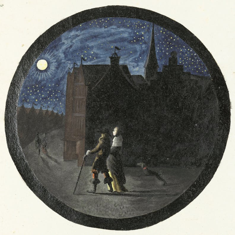 Walking Couple by Moonlight